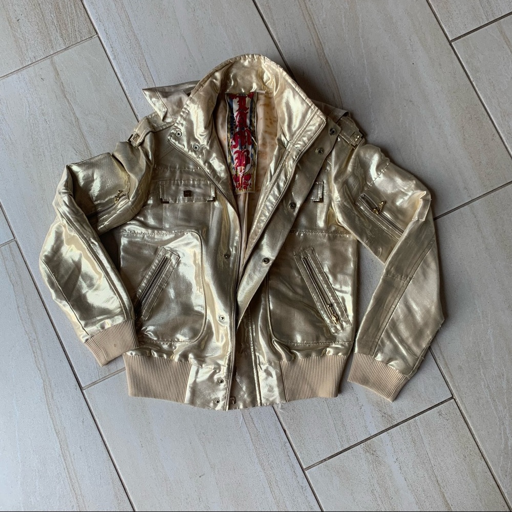 L.A.M.B. Gwen Stefani metallic gold jacket
